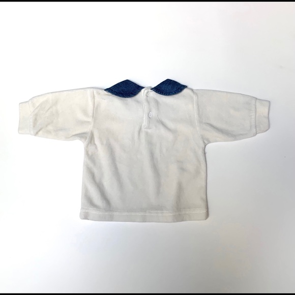 Vintage White + Denim Velour Top Size 0-3 mo - Picture 2 of 4